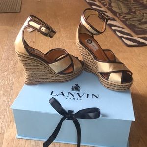 Lanvin metallic ankle strap espadrilles. EUC